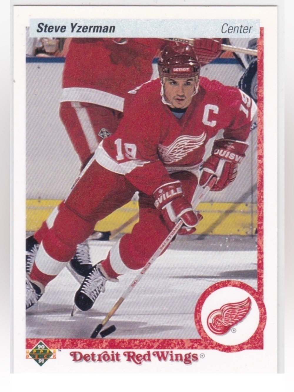 Steve Yzerman 1990/91 Upper Deck Detroit Red Wings Hockey Card